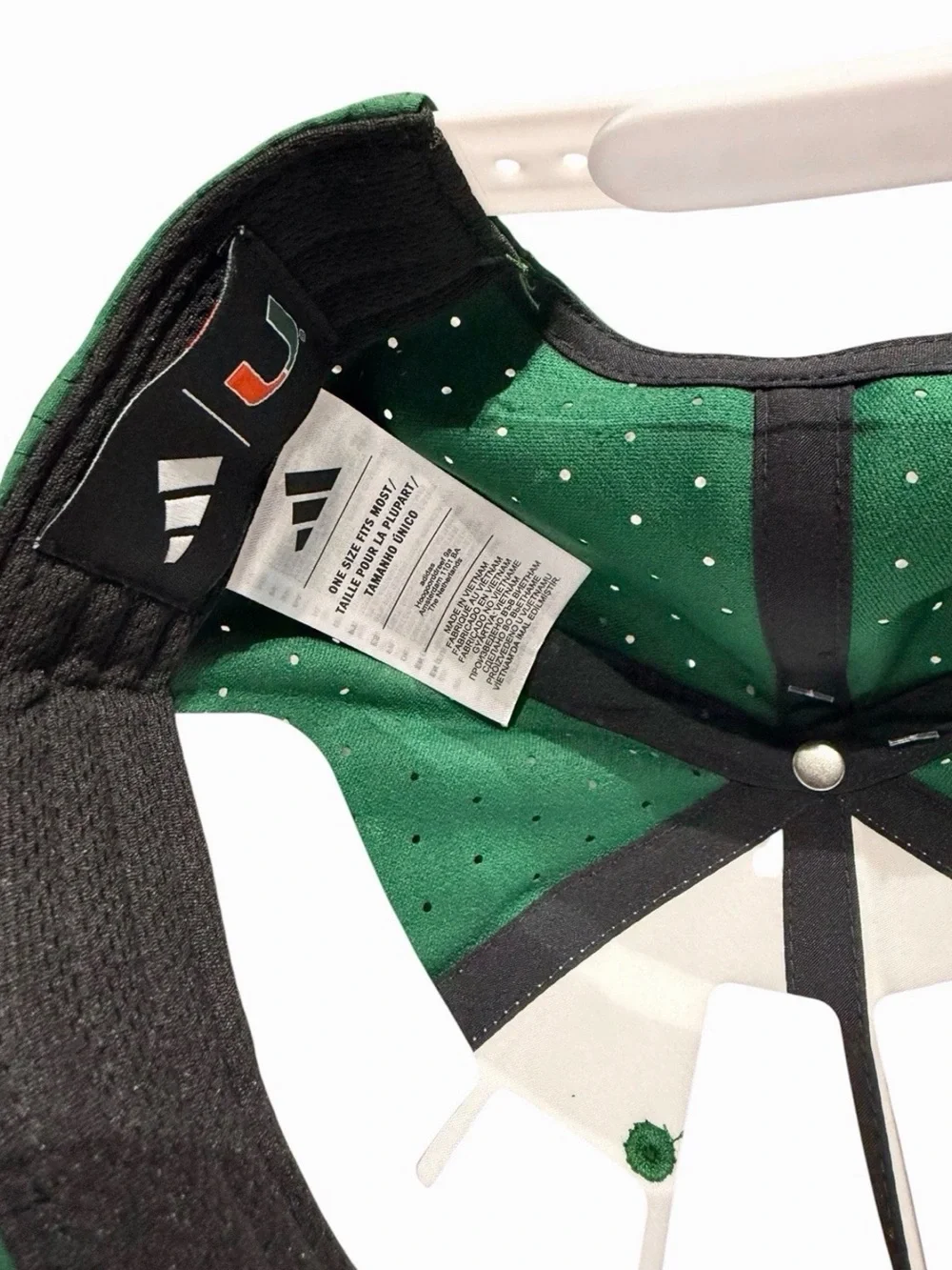 Adidas Miami Hurricanes Snapback Cap Hat One Size.